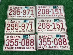 lot 74 image: 1966 ND Matched Pairs License Plates