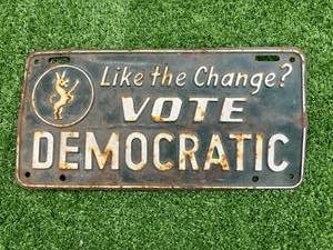 lot 80 image: Like the Change Vote Democratic License Plate