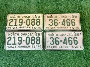 lot 86 image: 1958 ND Matched Pairs License Plates