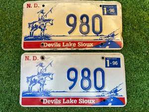 lot 91 image: Devils Lake Sioux ND 3 Digit License Plate