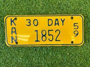 lot 92 image: 1959 Kansas 30 Day License Plate