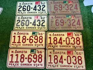 lot 118 image: 1960s ND Matched Pairs License Plates