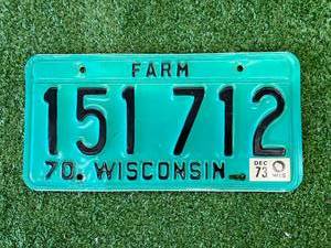lot 134 image: 1970 Wisconsin Farm License Plate