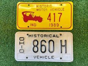 lot 142 image: Historic Vehicle Plates - Indiana & Ohio