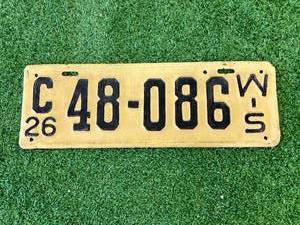 lot 145 image: 1926 Wisconsin License Plate