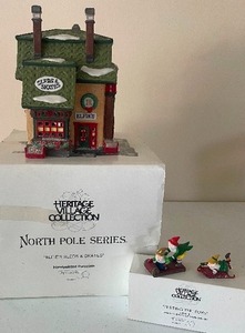 lot 34 image: Retired Dept. 56 North Pole Series Elfies Sled and Skates Complete with Original Box Lot