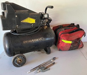 lot 14 image: Air Compressor and Roadside Survival Kit
