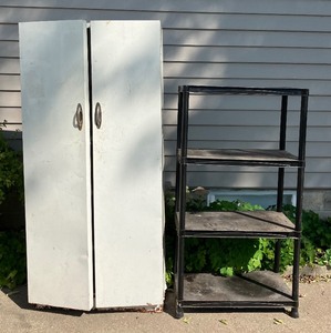 lot 64 image: Metal Cabinet and Shelving Unit
