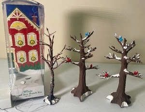 lot 51 image: Dept. 56 Retired Village Trees 3pc Lot