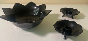 lot 100 image: Amethyst Glass and Candleholders