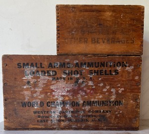 lot 107 image: Vintage Wood Crates Lot of 2 Northwestern Yeast Co. and Small Arms Ammo Crate