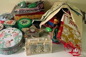 lot 168 image: Holiday Tins and Wrapping Paper Lot