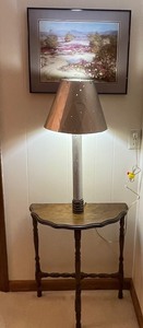 lot 161 image: Small Table, Lamp and Artwork
