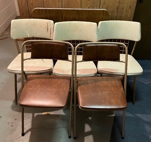 lot 215 image: Folding Table with Two Chairs and Three Kitchen Chairs