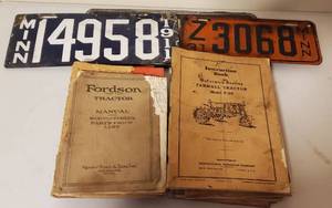 lot 220 image: Vintage License Plate and Tractor Manuals