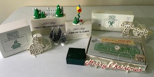 lot 235 image: Dept. 56 Brite Lites and Mini Trees- 9 piece lot