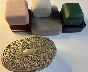 lot 205 image: Small Pewter Jewelry Box and Empty Jewelry Boxes