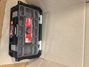 lot 37 image: Husky Connect Stackable Portable Cantilever 22 Removable Compartment Small Tool and Parts Organizer With Steel Handle Customer Returns See Pictures