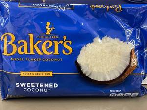 lot 10 image: 2 back 1.2 - Lot of 4 Bakers Sweetened Angel Flake Coconut 14 oz Bags