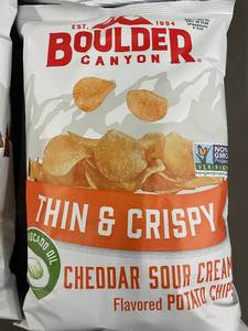lot 13 image: Boulder Canyon Thin & Crispy Cheddar Sour Cream Potato Chips - 4 Bags