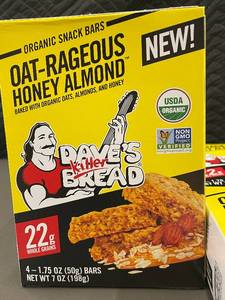 lot 17 image: ID 3 - Daves Killer Bread Oat-Rageous Honey Almond Snack Bars - 4 Pack Lot