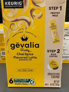 lot 21 image: 2 back 1.2 - Gevalia Frothy Chai Spice Flavored Latte K-Cup Pods - Lot of 3 Boxes