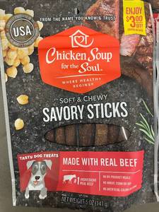 lot 429 image: CO 5 - Chicken Soup for the Soul Soft & Chewy Savory Sticks Dog Treats - Lot of 7