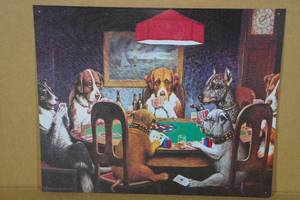 lot 33 image: Dogs Playing Poker Metal Sign