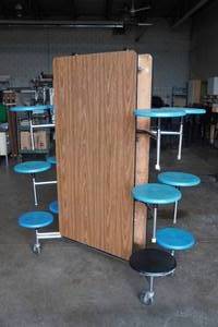 lot 144 image: Twelve Seated Foldable Lunch Table on Wheels