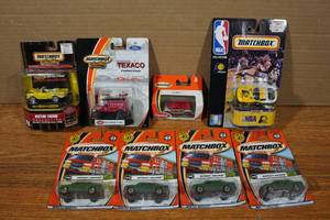 lot 165 image: 8 Matchbox Cars - NBA, Texaco, Motor Trend, Coca Cola