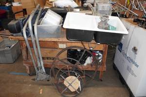 lot 203 image: Large Rolling Work Bench with Contents