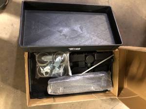 lot 3 image: Karl home 2 Tier Large 550 lbs. Capacity Shelf Plastic Utility Cart with Wheels Black  Customer Returns See Pictures