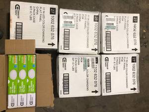 lot 41 image: Lot of Commercial Electric 11 in. 12.5-Watt Dimmable White Integrated LED Edge-Lit Round Flat Panel Flush Mount Ceiling Light Color Changing      Customer Returns See Pictures