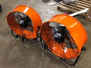 lot 27 image: Lot of  Commercial Electric 24 in. 2-Speed Heavy Duty Tilt Drum Fan Damaged   Customer Returns See Pictures