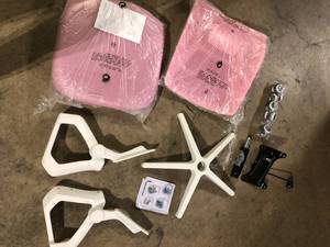 lot 34 image: VECELO Office Chair for Computer Task Work Fabric Swivel Ergonomic Task Chair in Pink Mesh Lumbar Support with Adjustable Arms Customer Returns See Pictures
