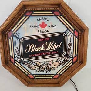 lot 15 image: Carling Black Label Canadian Style Beer Carling Canada Octagon Lighted Sign Man Cave Bar