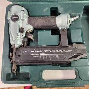 lot 39 image: Lot Of Three Hitachi Tools Brad Nailer NT 50AE2 Drill 10VH Stapler N3804AB3