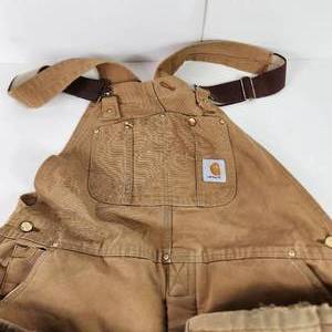 lot 62 image: Carhart Lined Overalls 40 x 30 Work Pants Lots Of Life Left