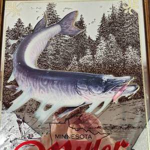 lot 92 image: Vintage Miller High Life Sportsmen Series Muskie Minnesota Man Cave Bar