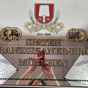 lot 94 image: Glass Bar Man Cave Sign Made In Portugal Spaten Franziskaner Brau