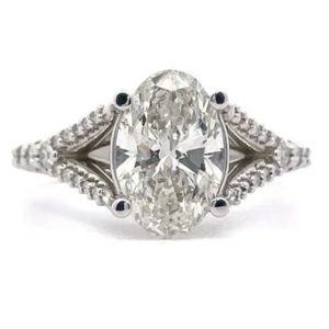 2.57 Carat Oval Diamond Split Shank Trellis Ring in 14k White Gold w IGI Report VIDEO