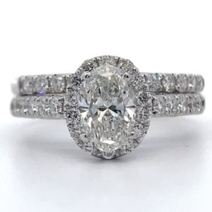 NEW 2 Carat Diamond Oval Halo Engagement Ring 2-Piece Bridal Set in 14k White Gold VIDEO