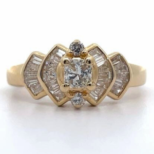 0.50 Carat Diamond Princess & Baguette Tiered Geometric Channel Ring in 14k Gold VIDEO