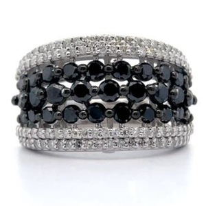 2 Carat Diamond Fancy Black & White Diamond Multi-Row Tapered Ring VIDEO