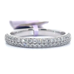 0.30 Carat Diamond Pave Double Row Ring in White Gold VIDEO