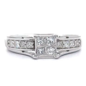 NEW 0.50 Carat Princess Diamond Illusion Channel Cathedral Ring in White Gold VIDEO