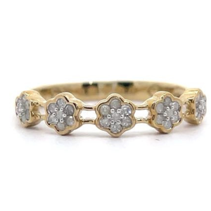 NEW 0.16 Carat Diamond Flower Station Stacking Ring in Yellow Gold