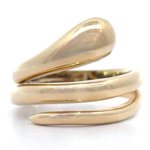 Shiny Artistic Coiled Serpent Spiral Estate Ring in 14k Yellow Gold