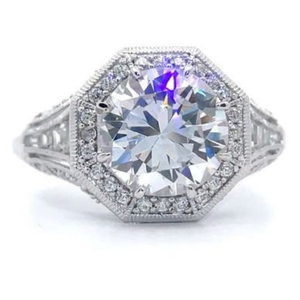 NEW Cubic Zirconia Ornate Hexagonal Signet Ring VIDEO