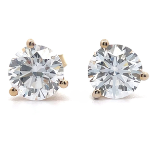 NEW Sparkling 3 Carat Diamond Solitaire Stud Earrings in 14k Yellow Gold VIDEO